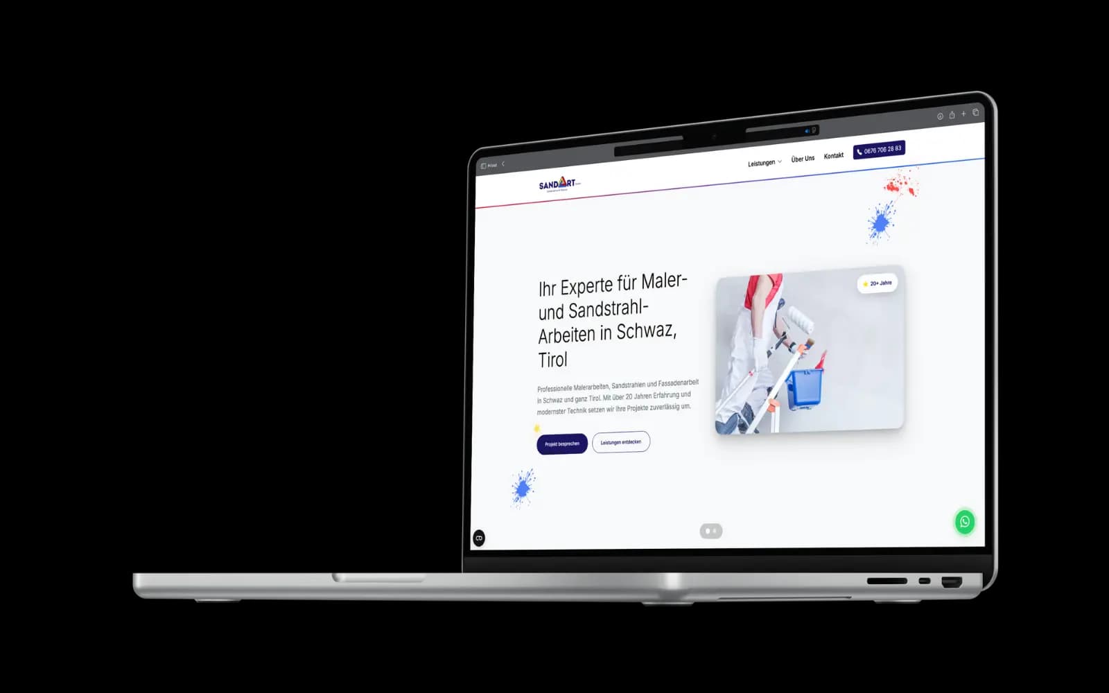 Mockup der Website von SandArt GmbH