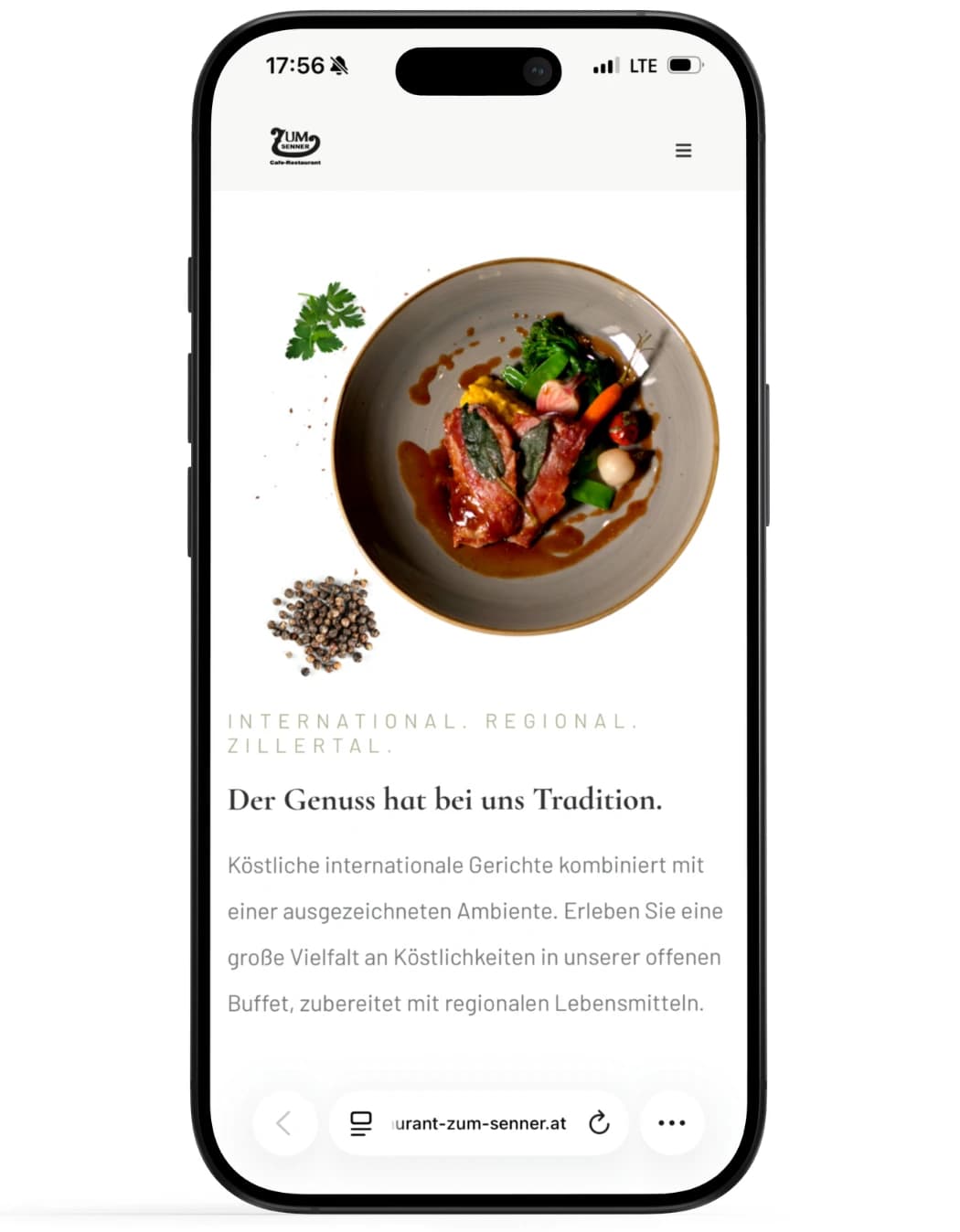 Mockup der Website von Restaurant zum Senner